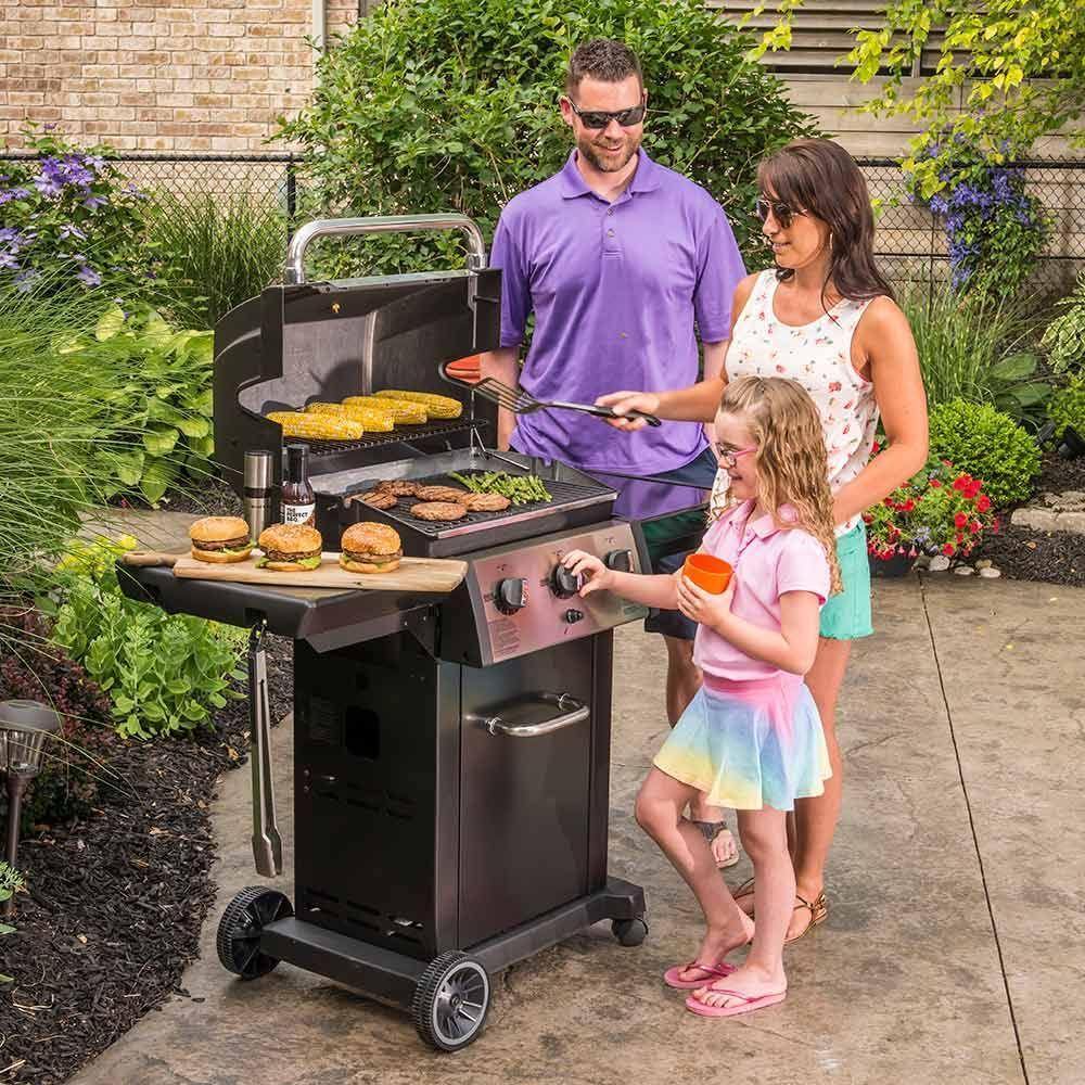 Broil King Freestanding Grill Broil King MON-320 Monarch 320 3-Burner Grill on 2-Wheel Cart, 22-Inches