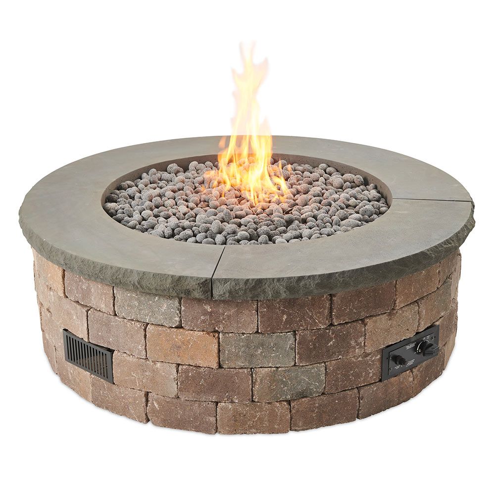 Outdoor Greatroom - Charcoal Grey Concrete Top for Bronson Block Round Gas Fire Pit Kit (4 pieces) - BRON52-CG-TC-K