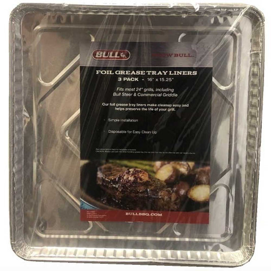Bull Grills Bull Grills - 16-Inch x 15-Inch Drip Pan Grease Tray Liners - Set of 3 - Fits Bull BBQ 25-Inch 3-Burner Gas Grills| 24267