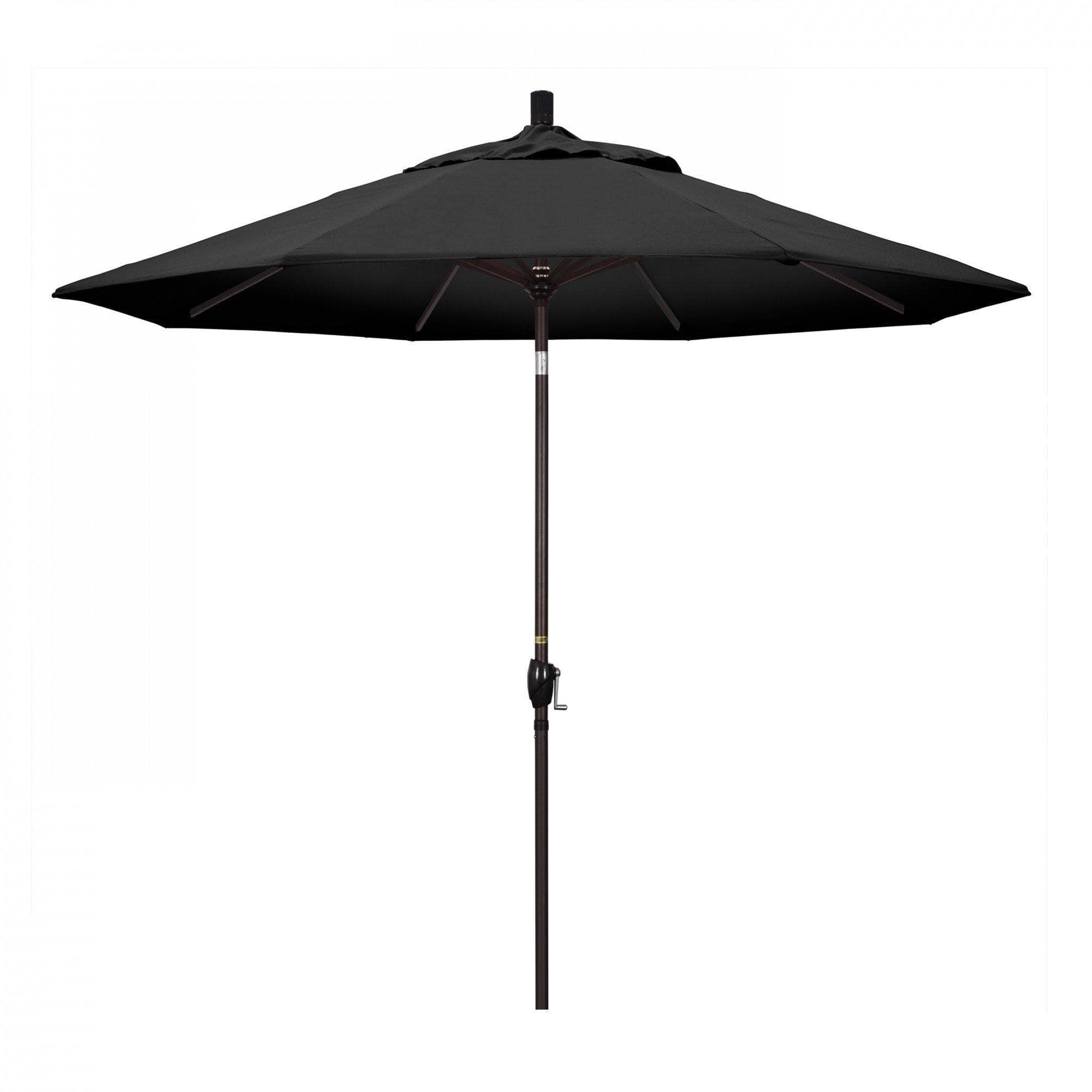 California Umbrella Table Umbrellas Black 9' Octagon Crank Lift Umbrella Pacific Trail Series Olefin Fabric