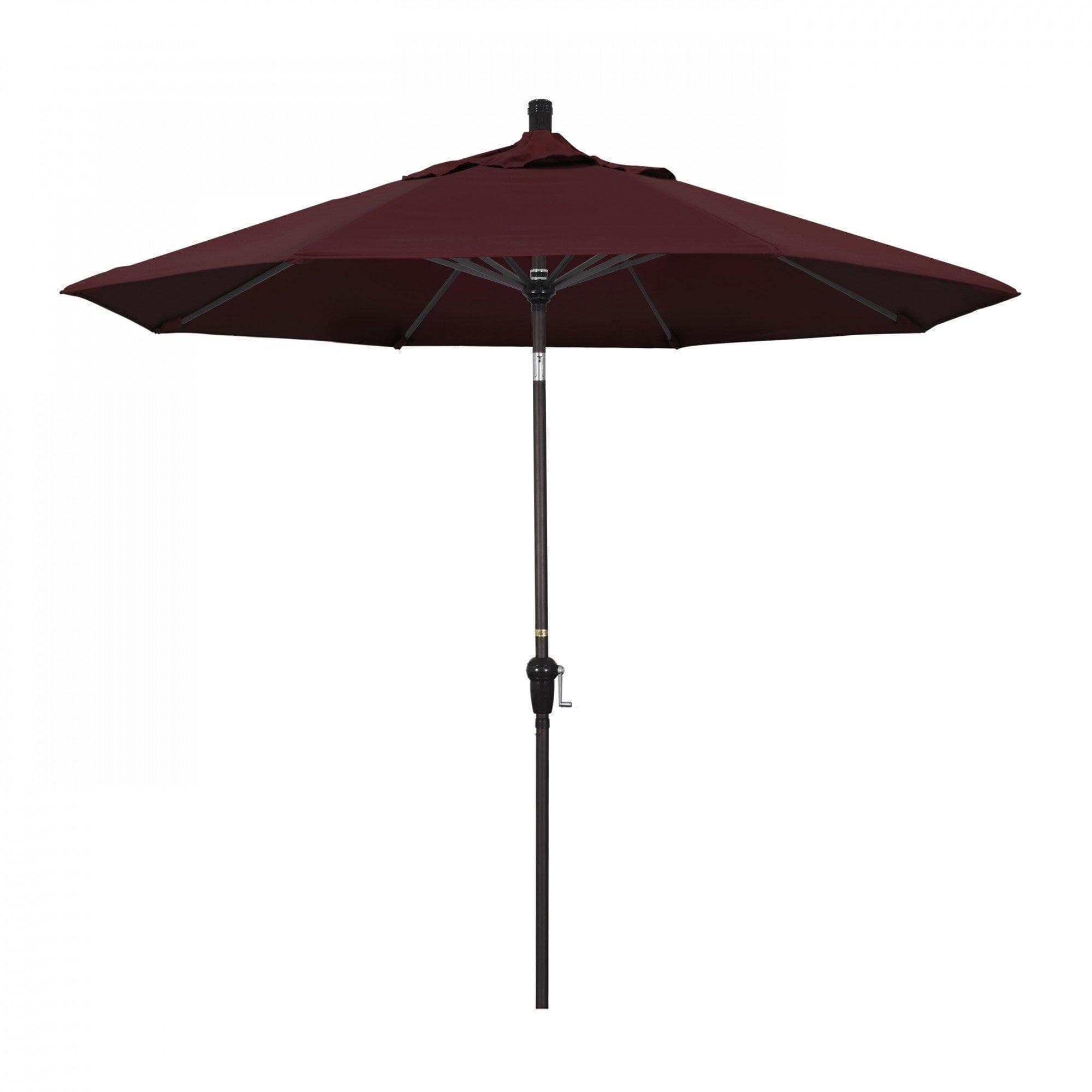 California Umbrella Table Umbrellas Burgundy 9' Octagon Crank Lift Umbrella Sunset Series Pacifica Fabric