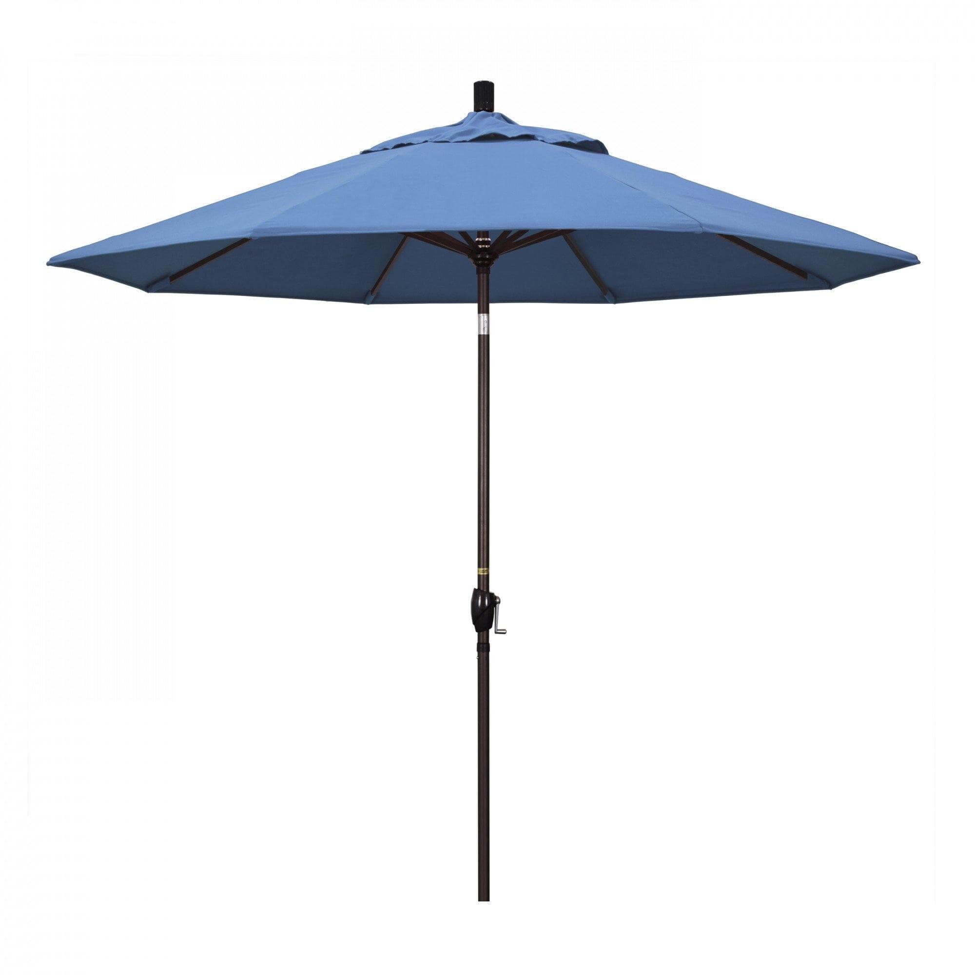 California Umbrella Table Umbrellas Frost Blue 9' Octagon Crank Lift Umbrella Pacific Trail Series Olefin Fabric