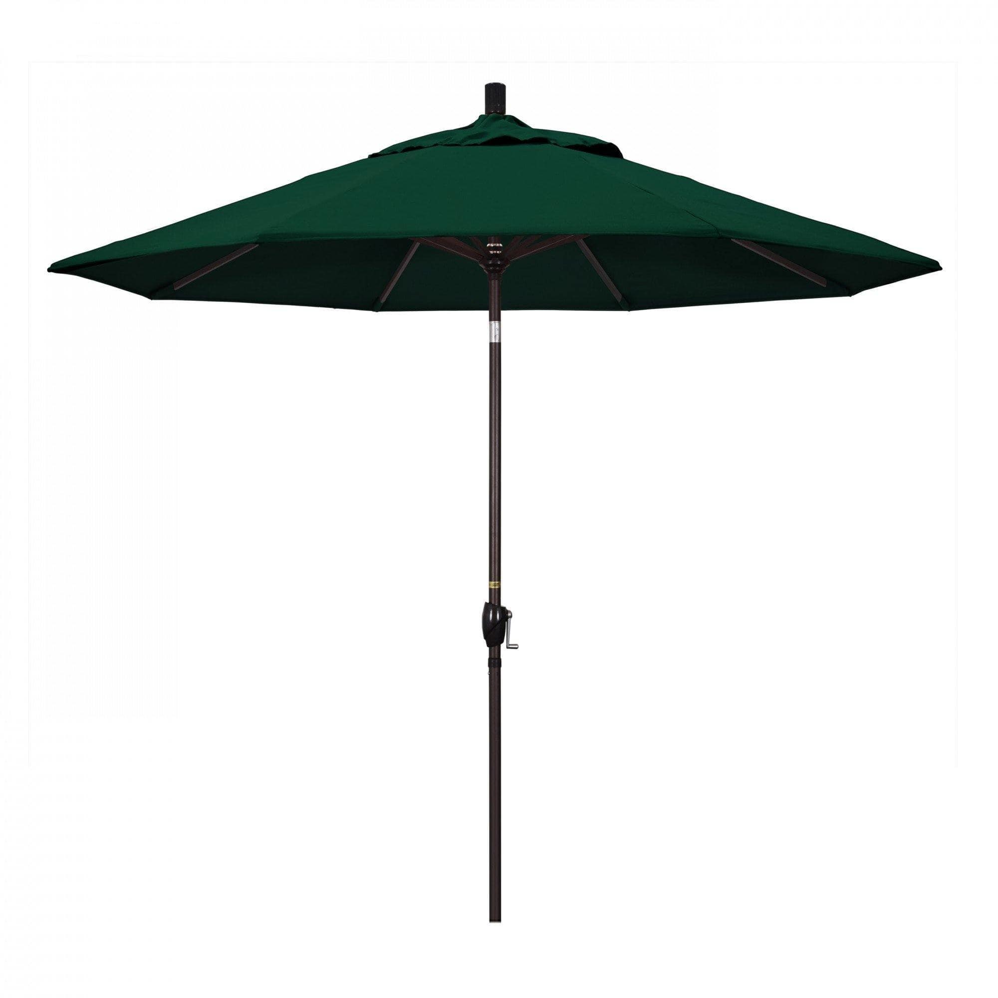 California Umbrella Table Umbrellas Hunter Green 9' Octagon Crank Lift Umbrella Sun Master Series Olefin Fabric