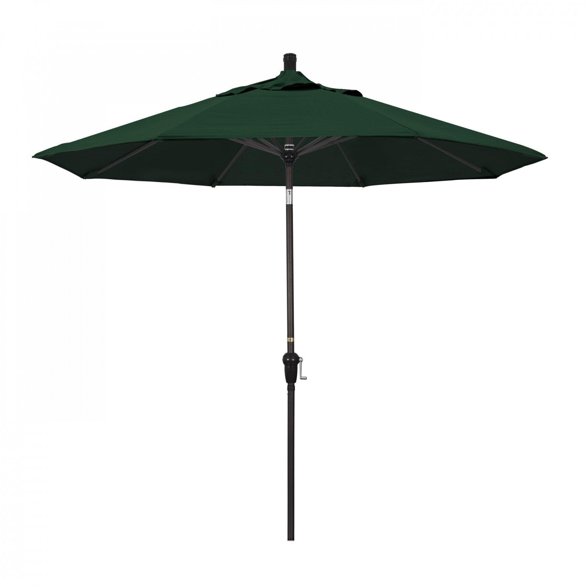 California Umbrella Table Umbrellas Hunter Green 9' Octagon Crank Lift Umbrella Sunset Series Olefin Fabric