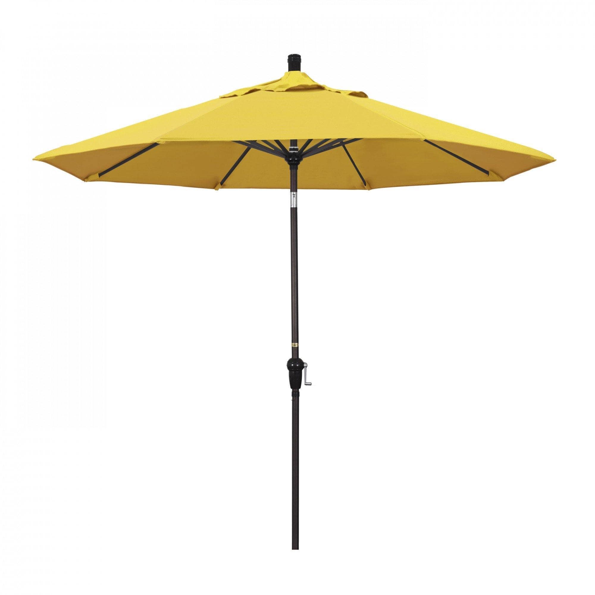 California Umbrella Table Umbrellas Lemon 9' Octagon Crank Lift Umbrella Sunset Series Olefin Fabric