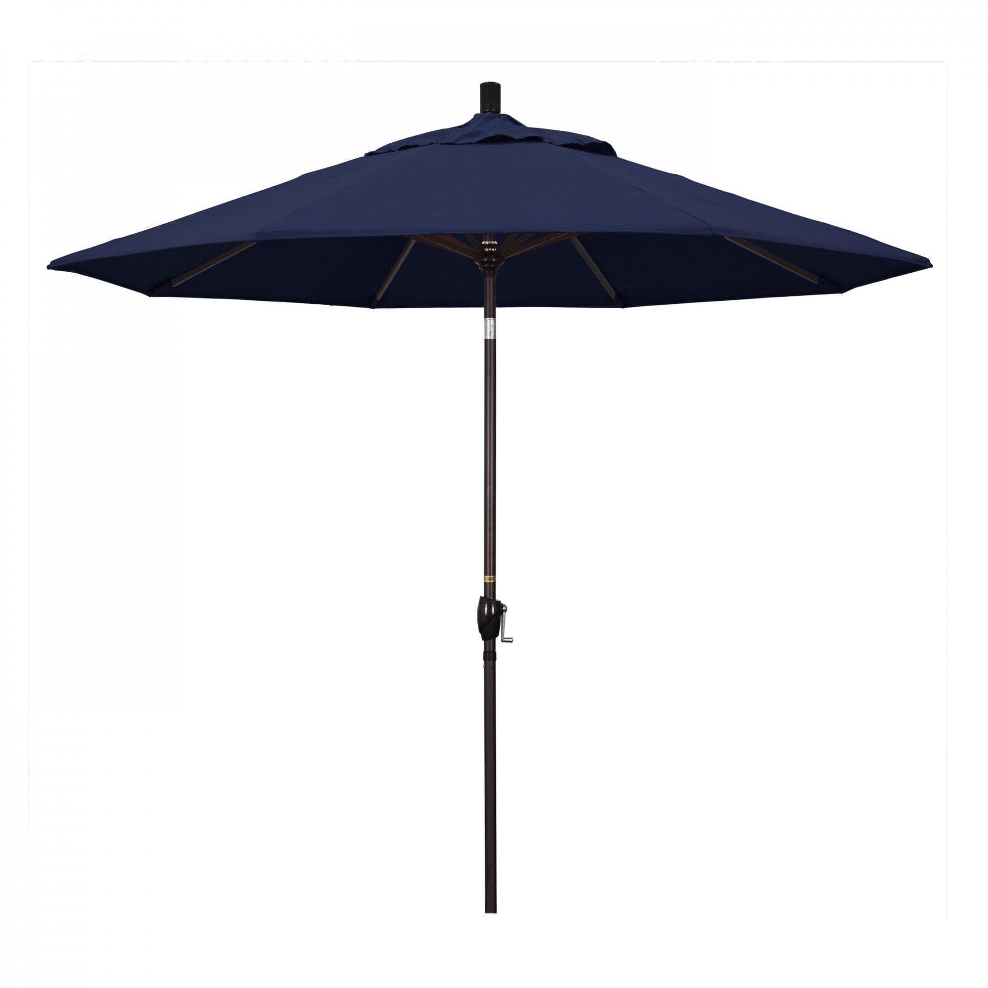 California Umbrella Table Umbrellas Navy Blue 9' Octagon Crank Lift Umbrella Pacific Trail Series Olefin Fabric