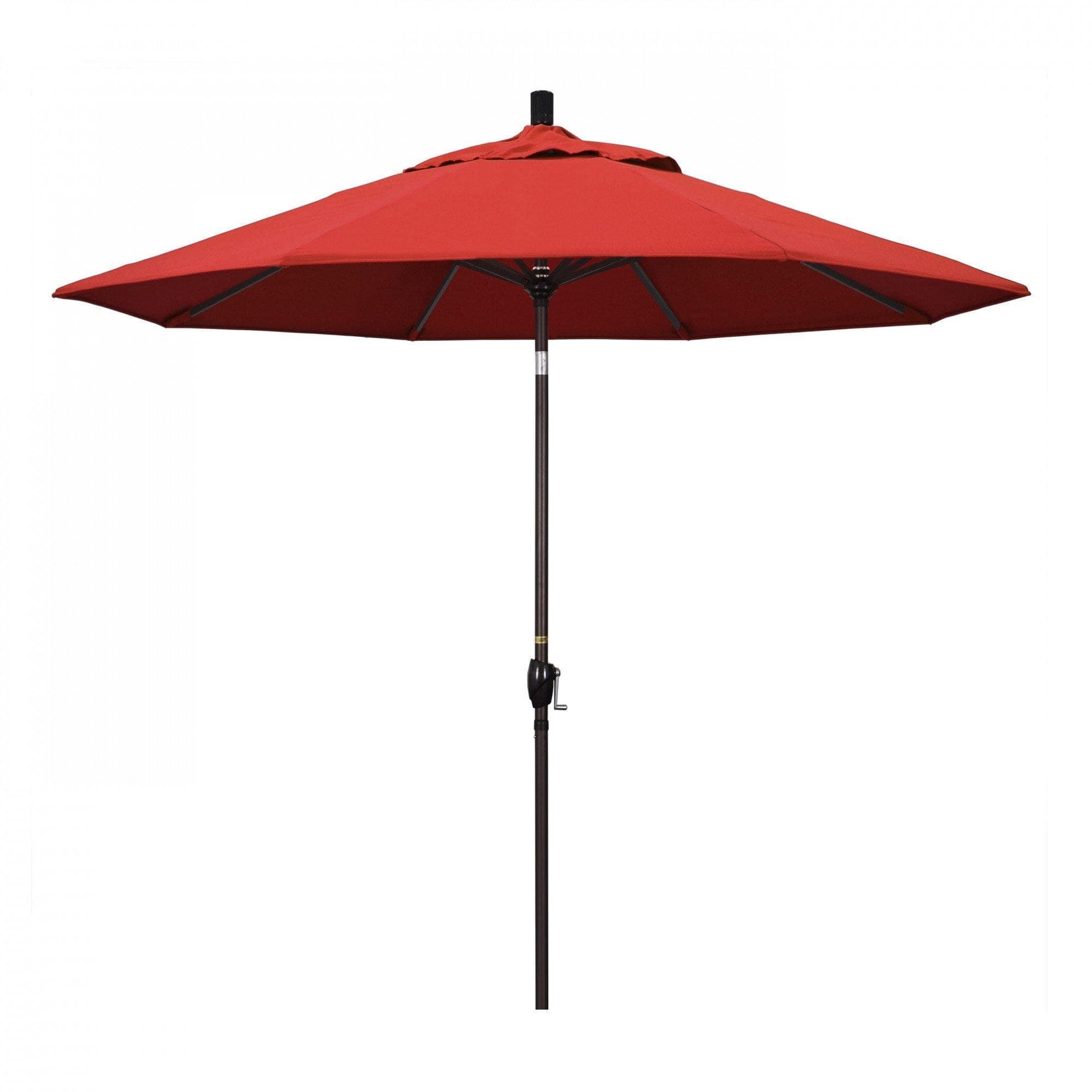 California Umbrella Table Umbrellas Red 9' Octagon Crank Lift Umbrella Pacific Trail Series Olefin Fabric