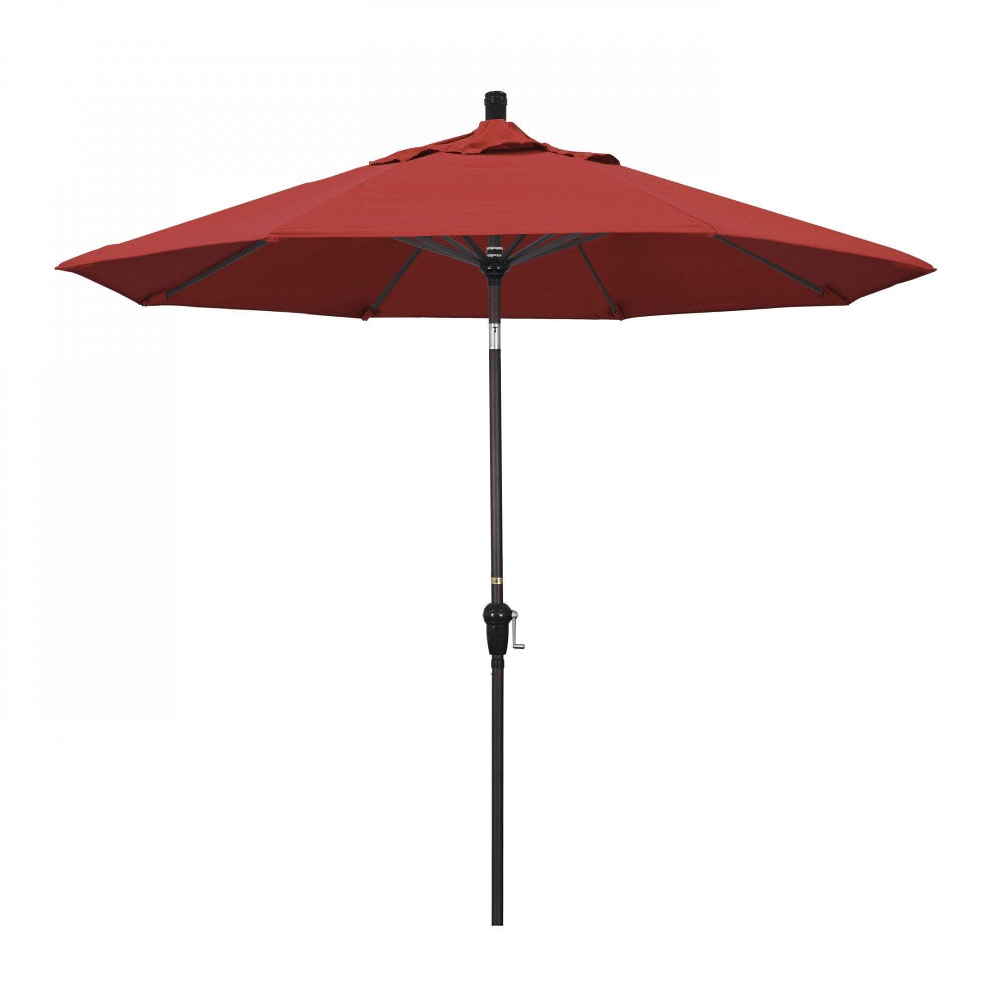 California Umbrella Table Umbrellas Red 9' Octagon Crank Lift Umbrella Sunset Series Olefin Fabric