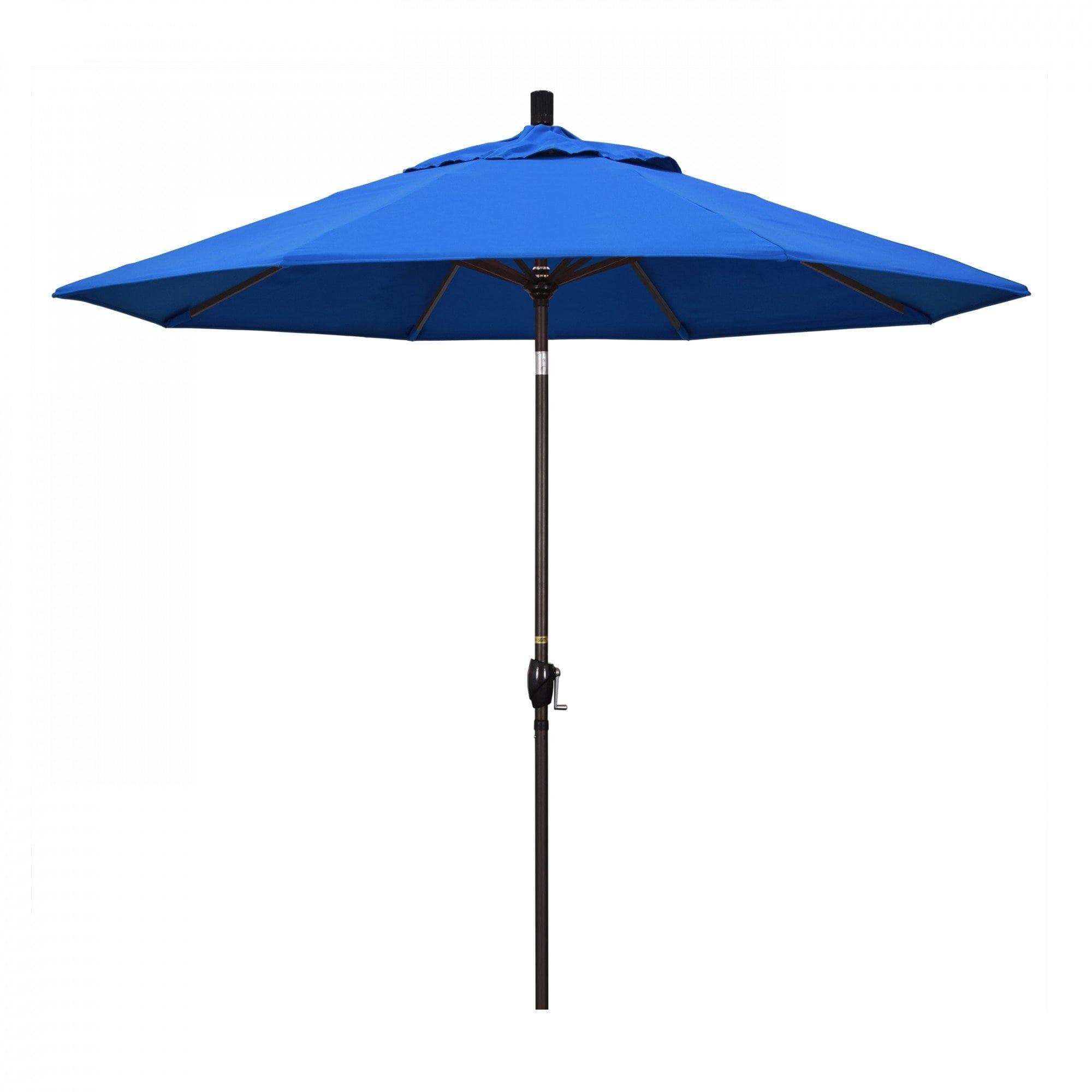 California Umbrella Table Umbrellas Royal Blue 9' Octagon Crank Lift Umbrella Sun Master Series Olefin Fabric