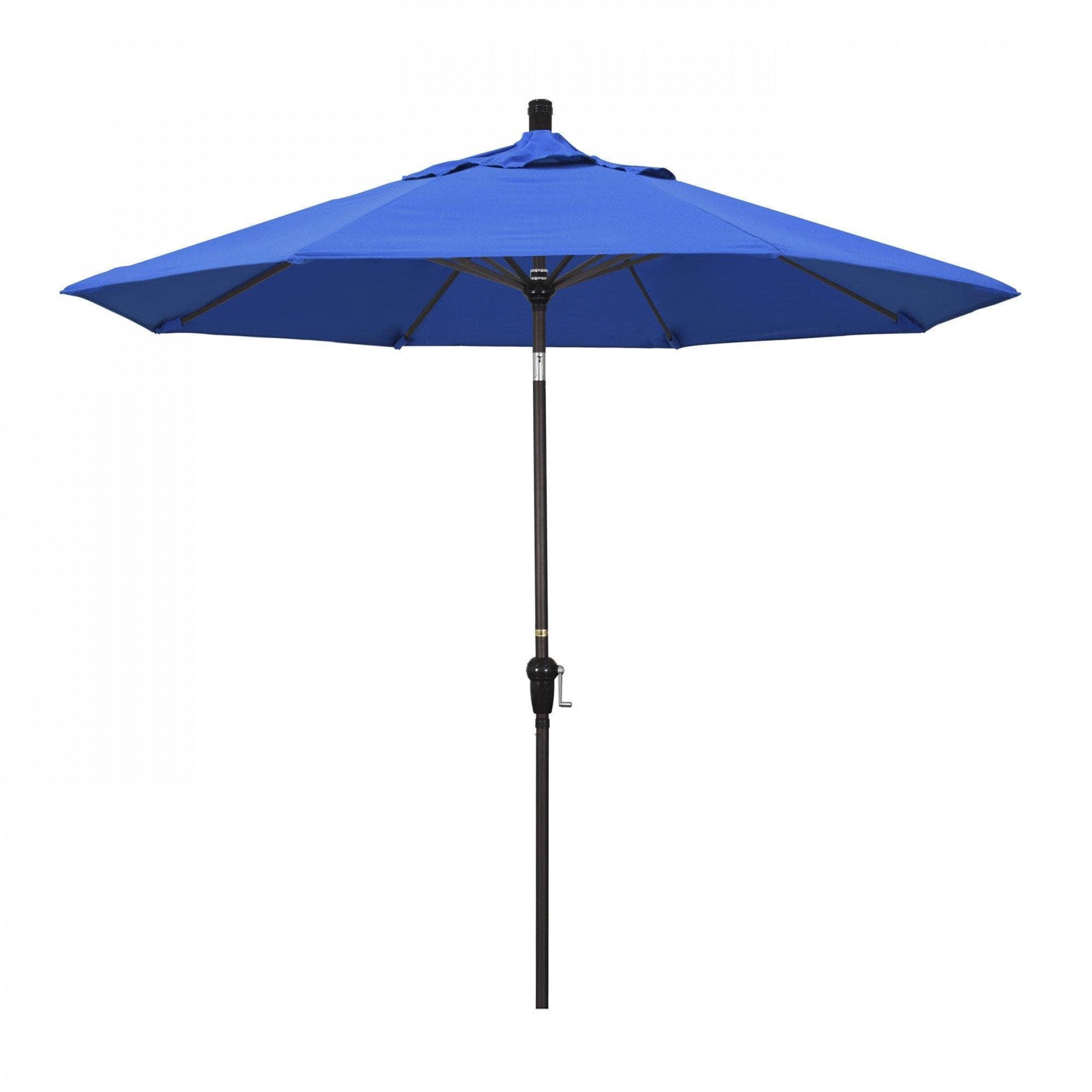 California Umbrella Table Umbrellas Royal Blue 9' Octagon Crank Lift Umbrella Sunset Series Olefin Fabric