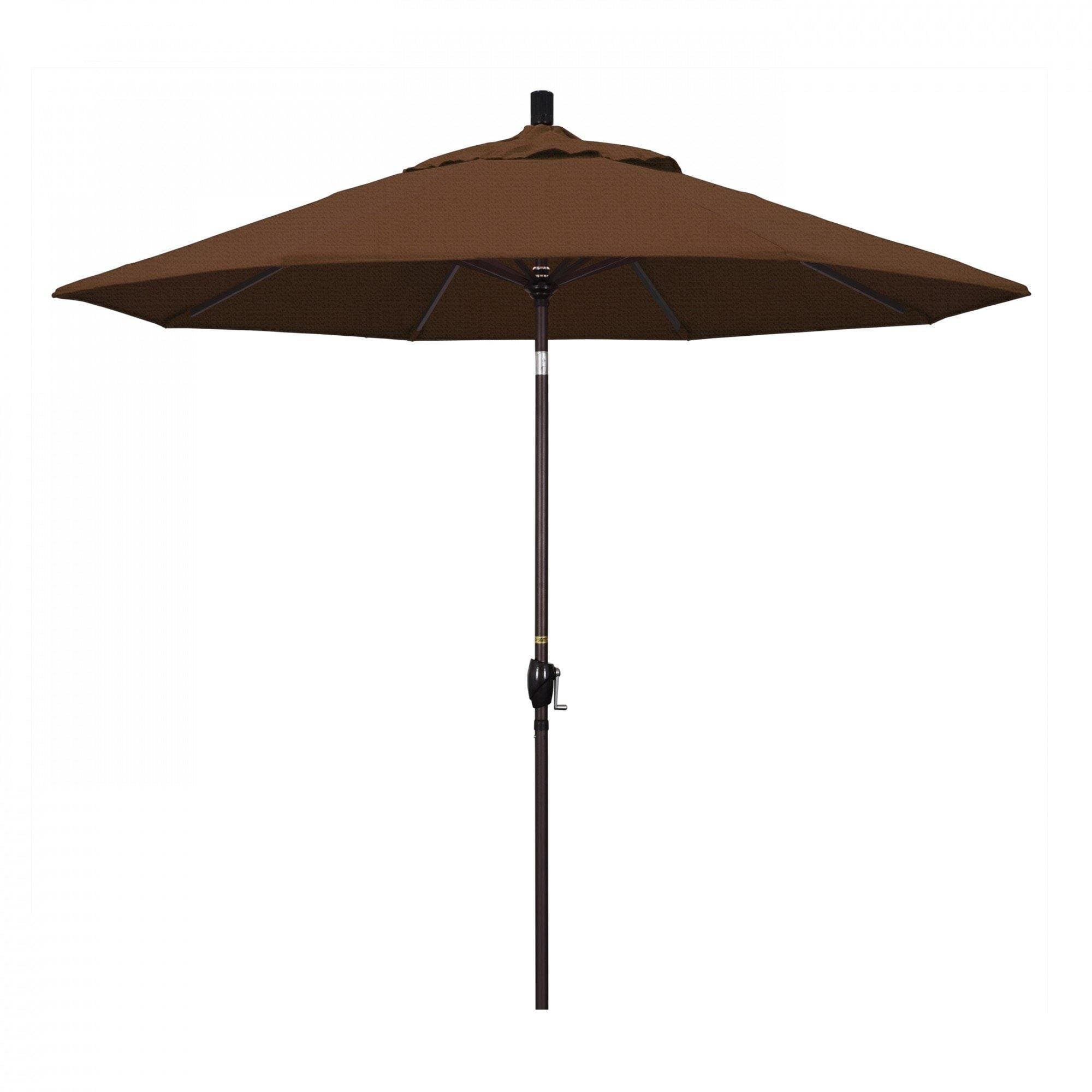 California Umbrella Table Umbrellas Teak 9' Octagon Crank Lift Umbrella Pacific Trail Series Olefin Fabric