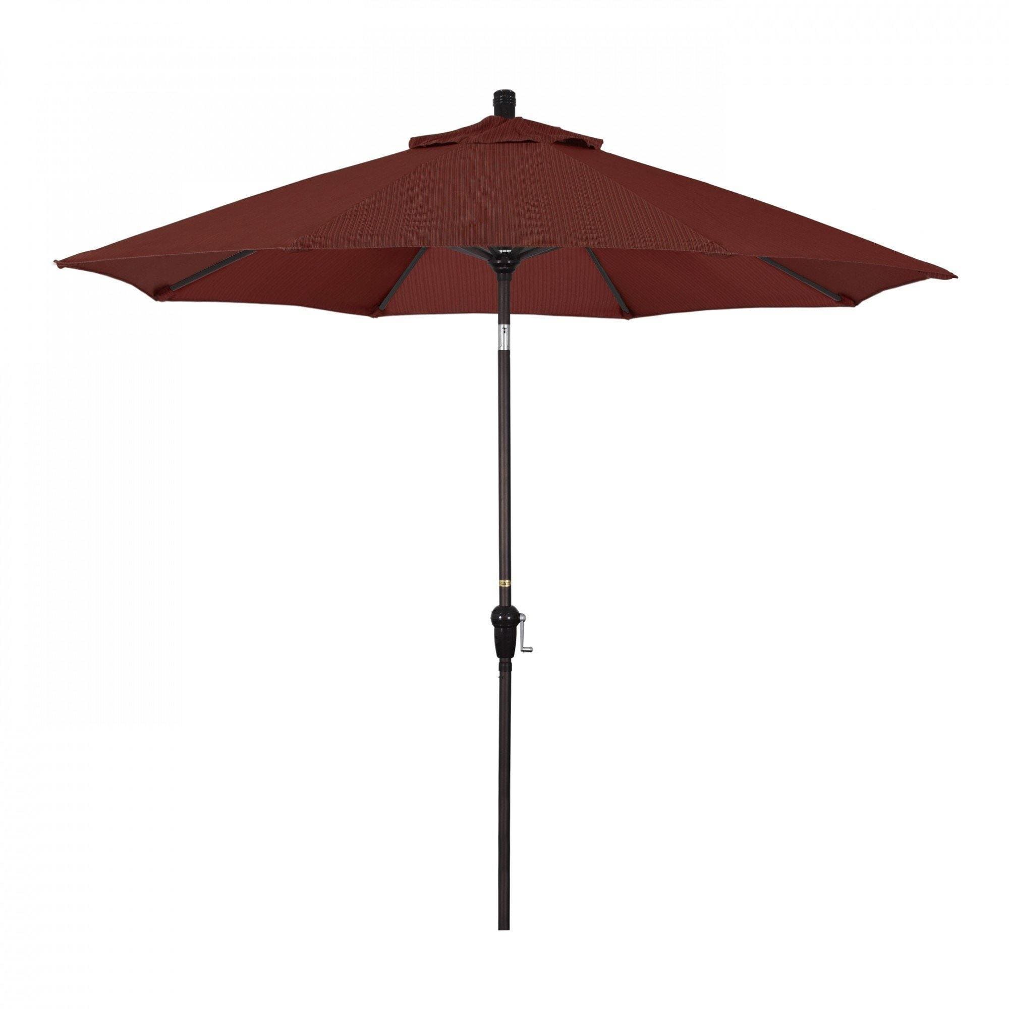 California Umbrella Table Umbrellas Terrace Adobe 9' Octagon Crank Lift Umbrella Sunset Series Olefin Fabric