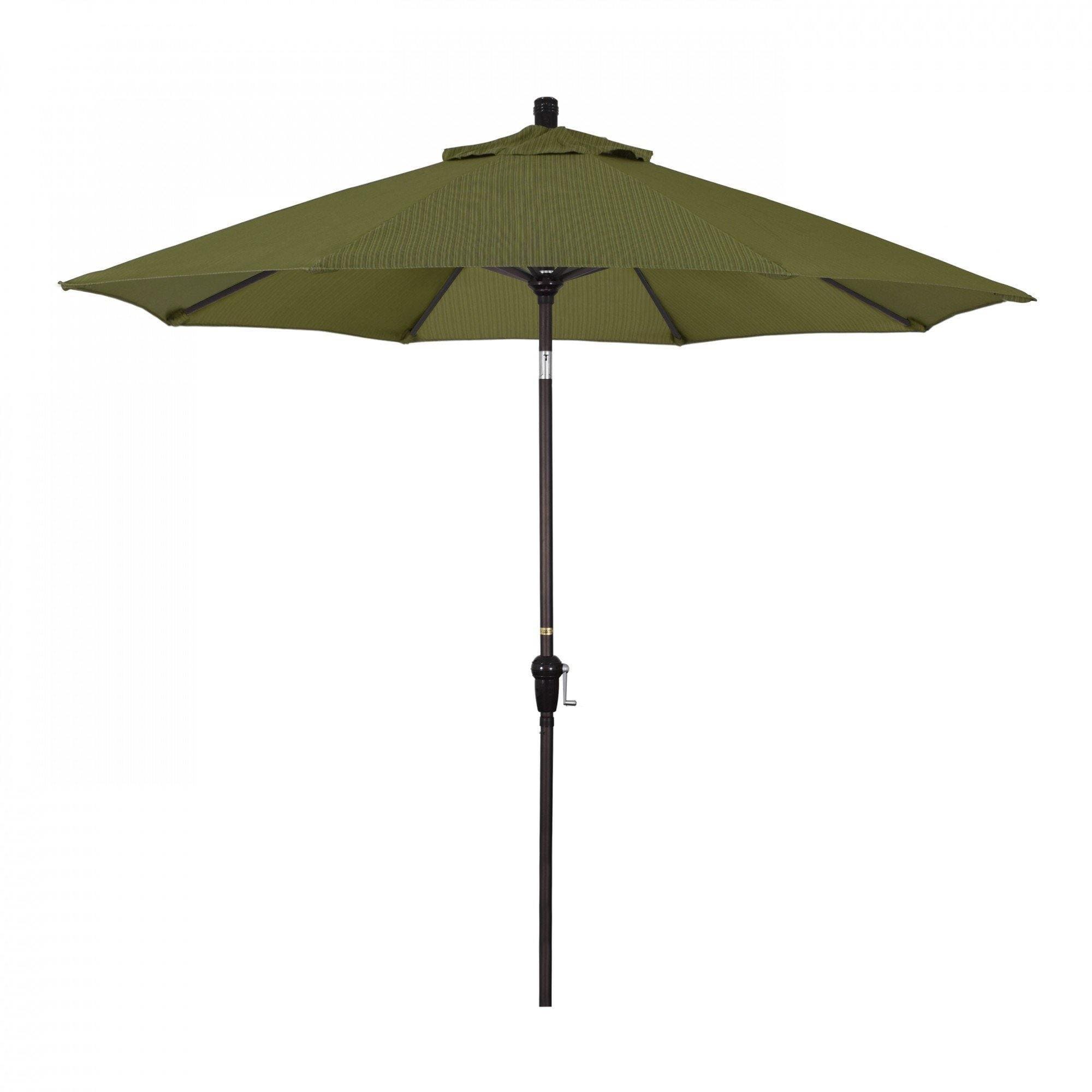California Umbrella Table Umbrellas Terrace Fern 9' Octagon Crank Lift Umbrella Sunset Series Olefin Fabric