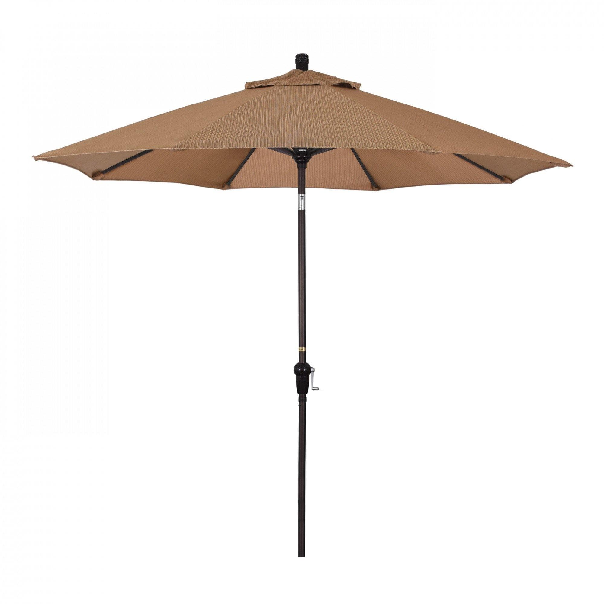 California Umbrella Table Umbrellas Terrace Sequoia 9' Octagon Crank Lift Umbrella Sunset Series Olefin Fabric
