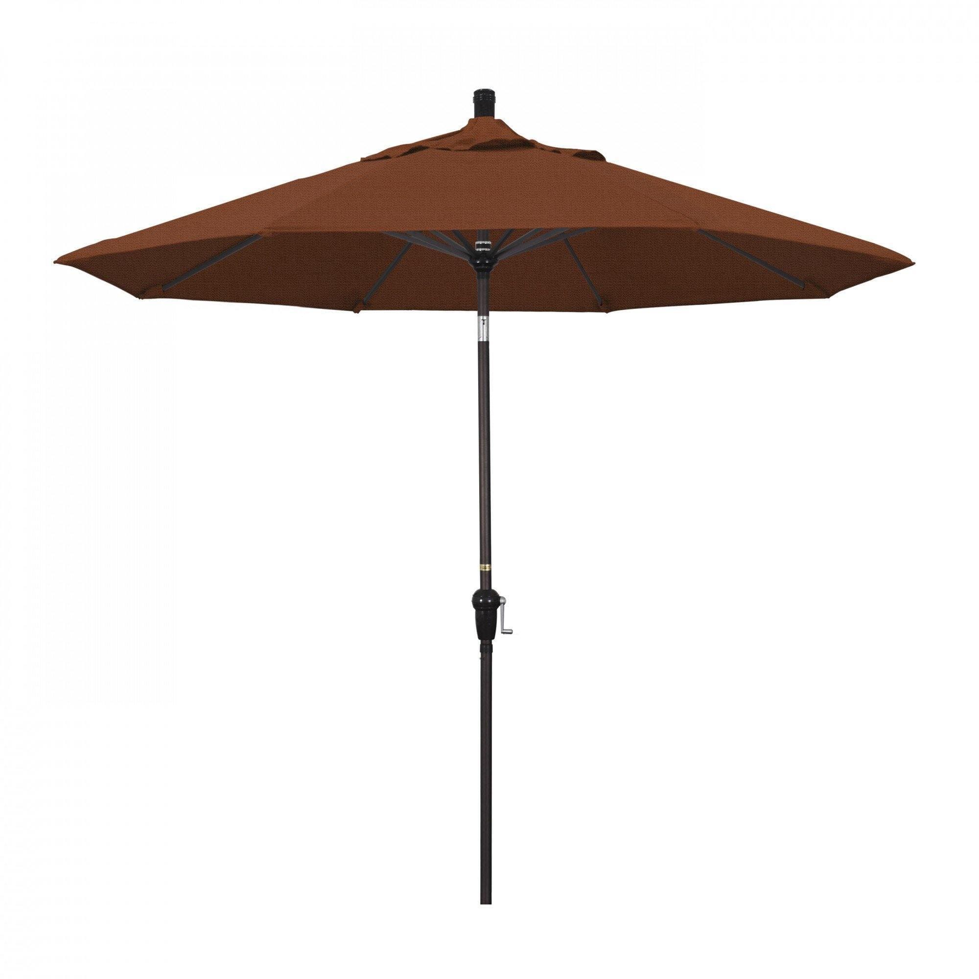 California Umbrella Table Umbrellas Terracota 9' Octagon Crank Lift Umbrella Sunset Series Olefin Fabric