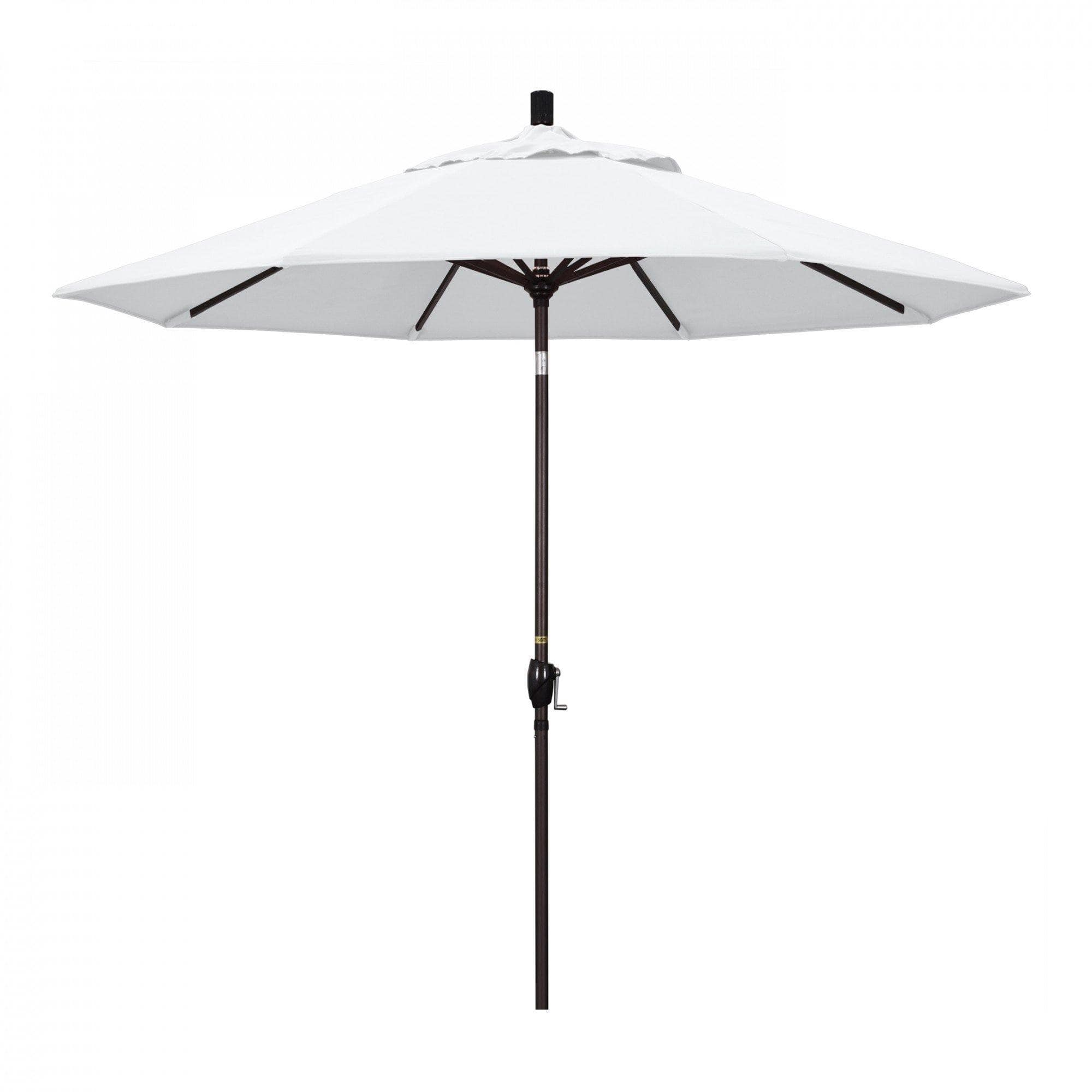 California Umbrella Table Umbrellas White 9' Octagon Crank Lift Umbrella Sun Master Series Olefin Fabric