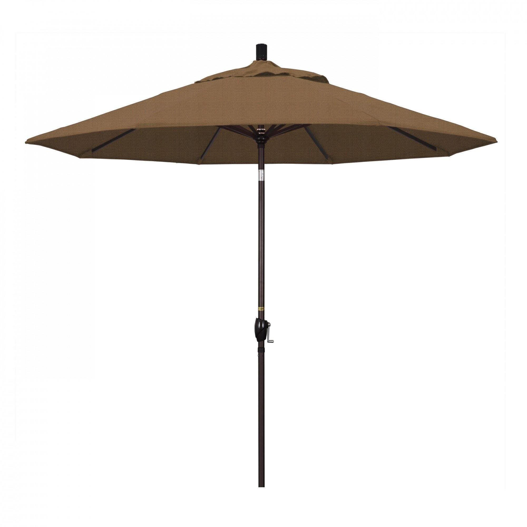 California Umbrella Table Umbrellas Woven Sesame 9' Octagon Crank Lift Umbrella Pacific Trail Series Olefin Fabric