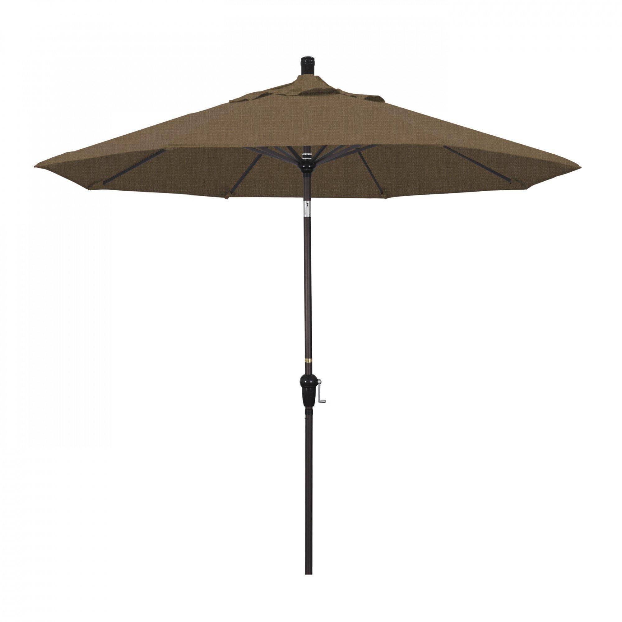 California Umbrella Table Umbrellas Woven Sesame 9' Octagon Crank Lift Umbrella Sunset Series Olefin Fabric