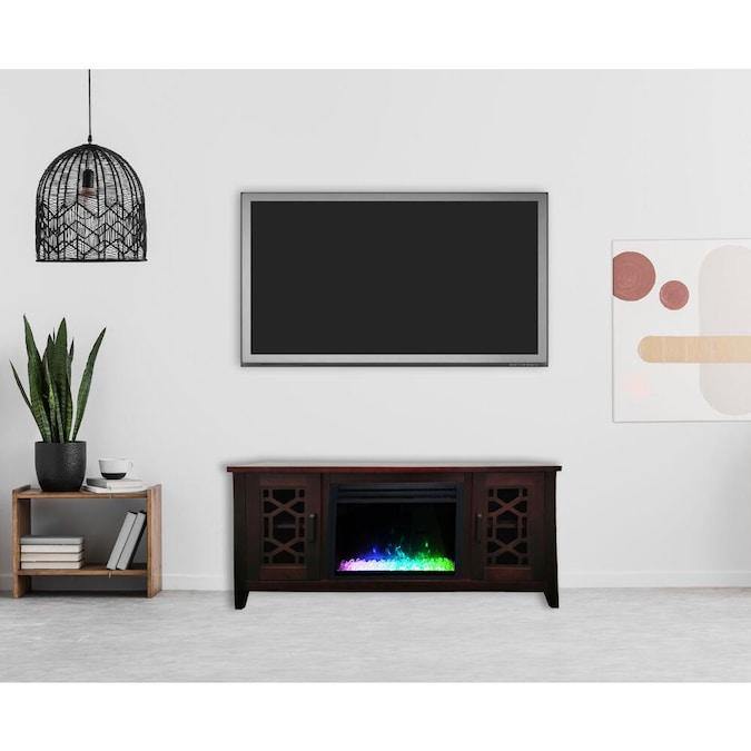 Cambridge 56-in. Stardust Mid-Century Modern Electric Fireplace with Deep Multi-Color Crystal Insert