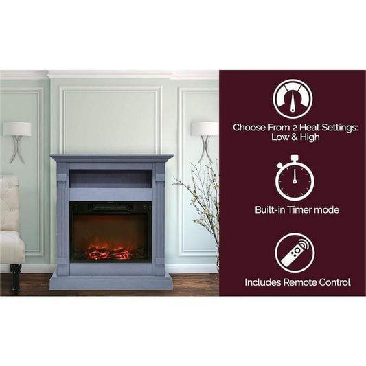 Cambridge Cambridge Sienna 34 In. Electric Fireplace w/ 1500W Log Insert and Slate Blue Mantel