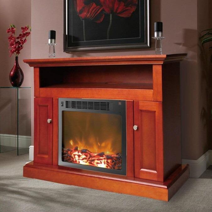 Cambridge Cambridge Sorrento Electric Fireplace with 1500W Log Insert and 47 In. Entertainment Stand in Cherry