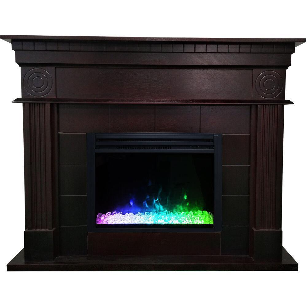 Cambridge Dark Coffee Cambridge 47.8-in. Shelby Electric Fireplace Mantel with Deep Log Insert, Dark Coffee,