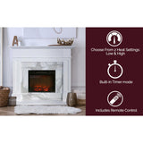 Cambridge Electric Fireplace Cambridge Sofia 57-In. Electric Fireplace with 1500W Log insert and White Mantel