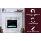 Cambridge Electric Fireplace Cambridge Sofia 57-In. Electric Fireplace with Multi-Color Crystal Insert and White Mantel