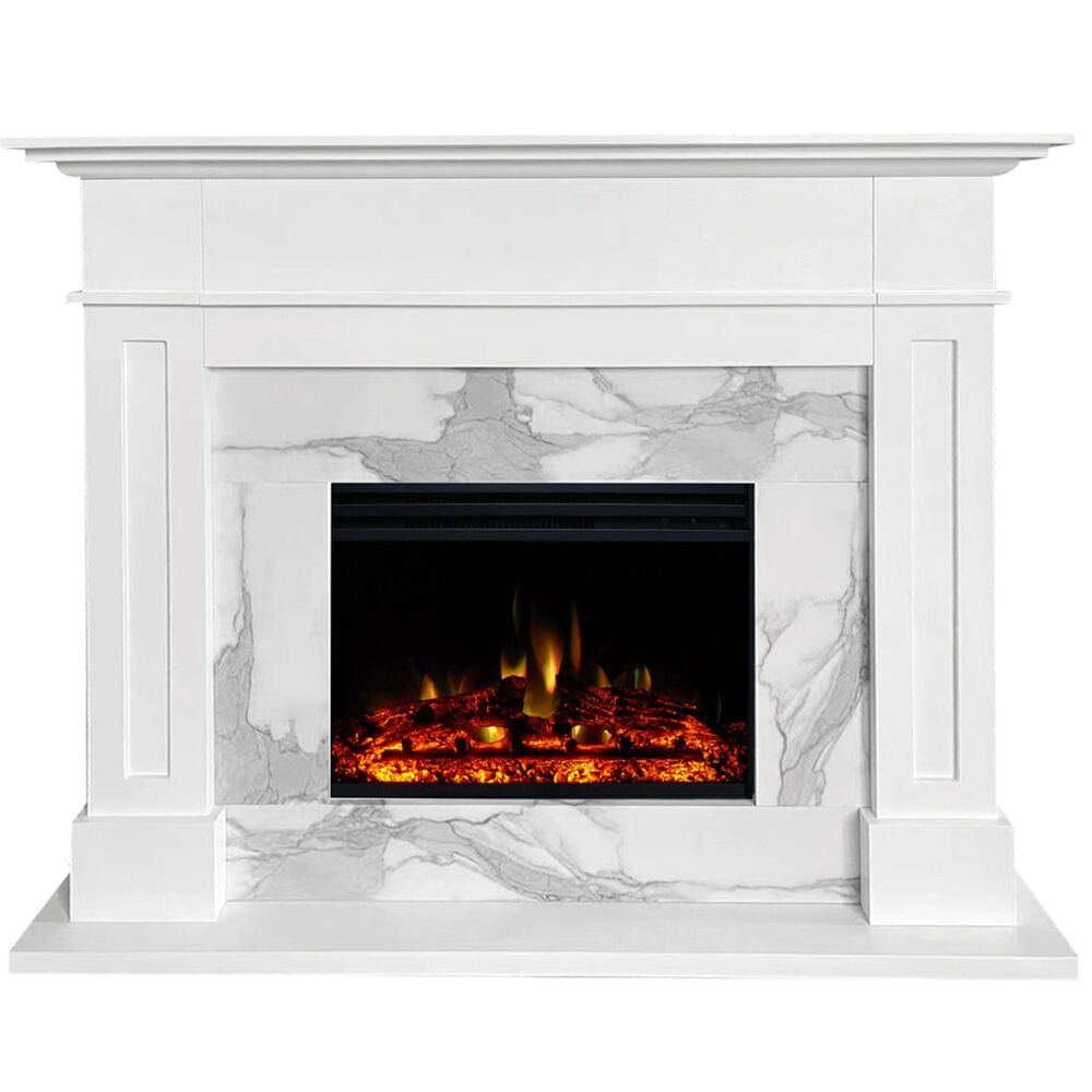 Cambridge Electric Fireplace Cambridge Sofia 57-In. Electric Fireplace with Multi-Color Log Insert and White Mantel