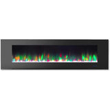Cambridge Electric Wall-hung Fireplaces Black Cambridge 72 In. Wall-Mount Electric Fireplace in Black with Multi-Color Flames and Crystal Rock Display
