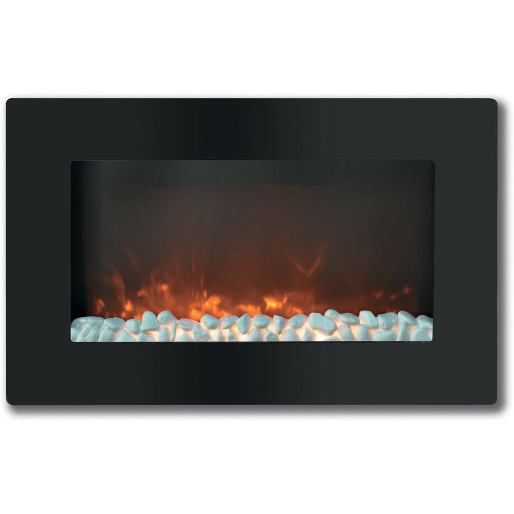 Cambridge Electric Wall-hung Fireplaces Black Cambridge Callisto 30 In. Wall-Mount Electric Fireplace with Flat Panel and Crystal Rocks