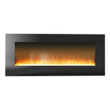 Cambridge Electric Wall-hung Fireplaces Black Cambridge Metropolitan 56 In. Wall-Mount Electric Fireplace in White with Crystal Rock Display