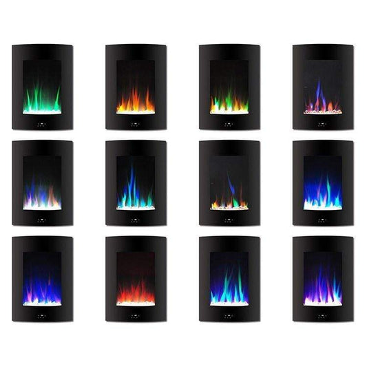 Cambridge Electric Wall-hung Fireplaces Cambridge 19.5 In. Vertical Electric Fireplace in Black/White with Multi-Color Flame and Crystal Display