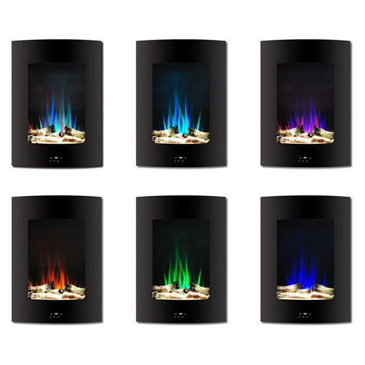 Cambridge Electric Wall-hung Fireplaces Cambridge 19.5 In. Vertical Electric Fireplace in Black/White with Multi-Color Flame and Driftwood Log Display