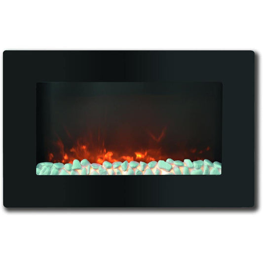 Cambridge Electric Wall-hung Fireplaces Cambridge 30-In. Callisto Wall Mount Electric Fireplace with Crystal Display, Timer, and Remote, Black