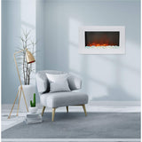 Cambridge Electric Wall-hung Fireplaces Cambridge 30-In. Callisto Wall Mount Electric Fireplace with Crystal Display, Timer, and Remote, White