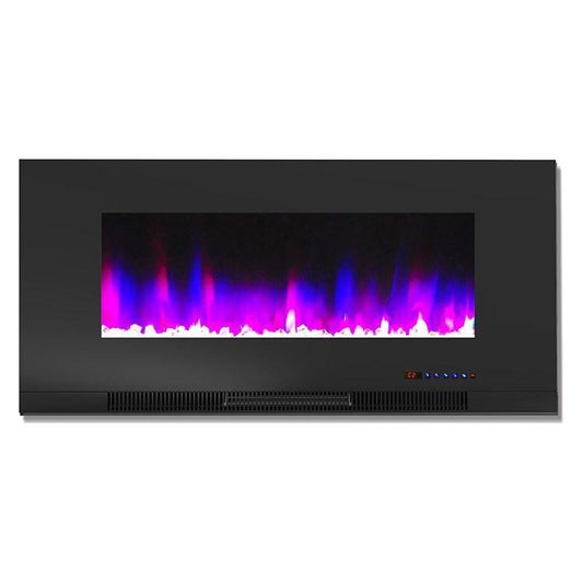Cambridge Electric Wall-hung Fireplaces Cambridge 42 In. Wall-Mount Electric Fireplace in Black with Multi-Color Flames and Crystal Rock Display