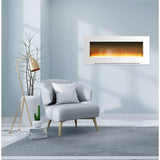 Cambridge Electric Wall-hung Fireplaces Cambridge 56-In. Metropolitan Wall-Mount Electric Fireplace in White with Crystal Rock Display