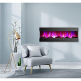 Cambridge Electric Wall-hung Fireplaces Cambridge 60 In. Recessed Wall-Mounted Electric Fireplace with Logs and LED Color Changing Display, Black/White