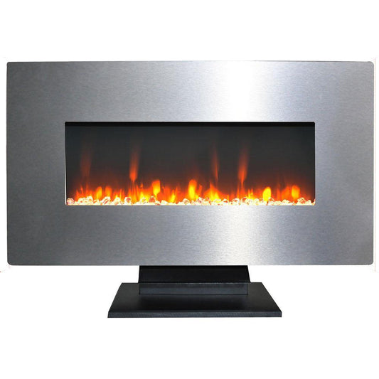 Cambridge Electric Wall-hung Fireplaces Stainless Steeel Cambridge 36 In. Metallic Electric Fireplace in Bronze with Multi-Color Crystal Rock Display