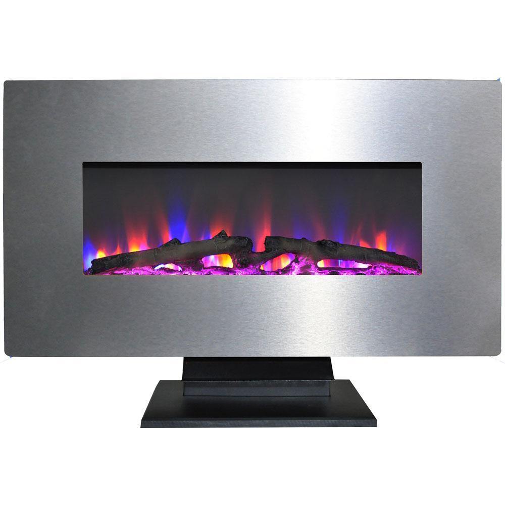 Cambridge Electric Wall-hung Fireplaces Stainless Steel Cambridge 36 In. Metallic Electric Fireplace in Bronze with Multi-Color Log Display
