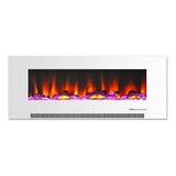 Cambridge Electric Wall-hung Fireplaces White Cambridge 50 In. Wall-Mount Electric Fireplace in Black with Multi-Color Flames and Crystal Rock Display,