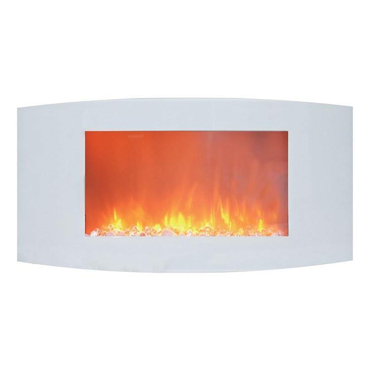 Cambridge Electric Wall-hung Fireplaces White Cambridge Callisto 35 In. Wall-Mount Electric Fireplace with Curved Panel and Crystal Rocks