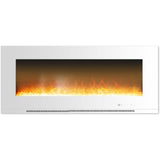 Cambridge Electric Wall-hung Fireplaces White Cambridge Metropolitan 56 In. Wall-Mount Electric Fireplace in White with Crystal Rock Display