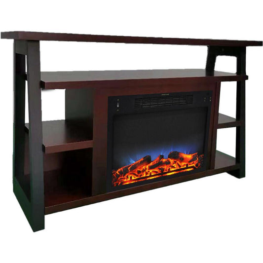 Cambridge Fireplace Mantels and Entertainment Centers Cambridge 32-In. Sawyer Industrial Electric Fireplace Mantel with Realistic Log Display and LED Color Changing Flames, Mahogany,