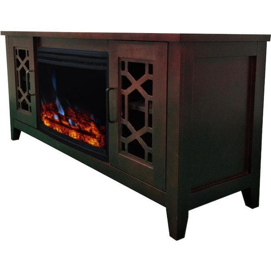 Cambridge Fireplace Mantels and Entertainment Centers Cambridge 56-in. Stardust Mid-Century Modern Electric Fireplace with Deep Multi-Color Log Insert