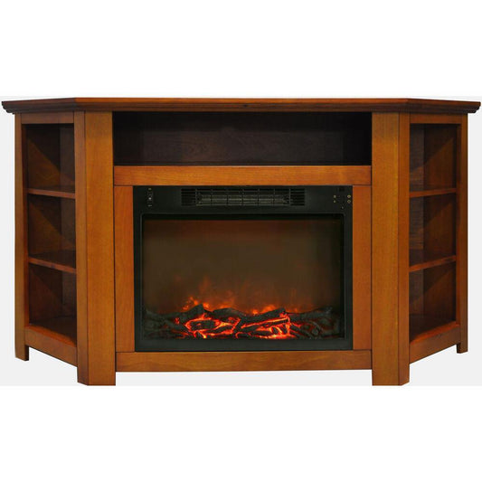 Cambridge Fireplace Mantels and Entertainment Centers Cambridge 56-In. Stratford Electric Corner Fireplace in Teak with 1500W Fireplace Insert