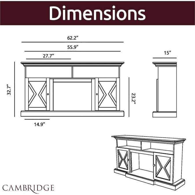 Cambridge Fireplace Mantels and Entertainment Centers Cambridge 62-in. Summit Farmhouse Style Electric Fireplace Mantel with Deep Crystal Insert, Mahogany