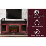 Cambridge Fireplace Mantels and Entertainment Centers Cambridge Savona 59 In. Electric Fireplace in Cherry with Entertainment Stand and Multi-Color LED Flame Display,