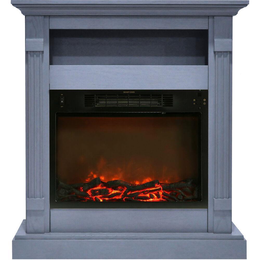 Cambridge Fireplace Mantels and Entertainment Centers Cambridge Sienna 34 In. Electric Fireplace w/ 1500W Log Insert and Slate Blue Mantel